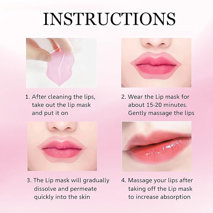 30 pieces of Moisturizing Collagen Crystal Lip Mask - Anti-Ageing & Anti Chapped, Reduce lip Wrinkles, Fade Lip Color, Make Skin Smooth And Firm Collagen Lip Pieces (Rose)