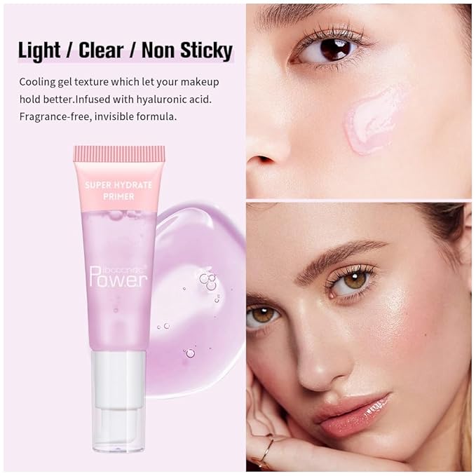 AKARY Gel-Based & Hydrating Face Primer For Smoothing Skin & Gripping Makeup with Vitamin E, Long-Wear Foundation Face Primer for Oil Control, Even Fine Lines, 0.81 Fl Oz, 06 Lavender
