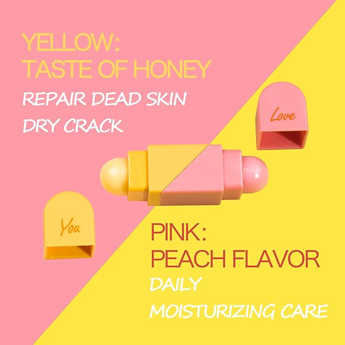 Heart Shaped Dual-use Deformable Lip Balm Stick - Honey,One end is colorless, while the other end is pink can be used as makeup, lipstick Peach. Repair, Keep Lips Moisturized, Gifts