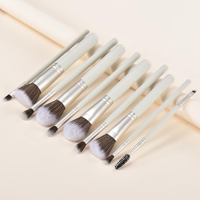 Gift Ready 10 Piece grayish green Makeup Brushs Set and 2 Piece Makeup Sponge – Wooden Handle with Soft Synthetic Bristles, Concealer, Powder – (Ideal for Christmas, Birthday, Women)