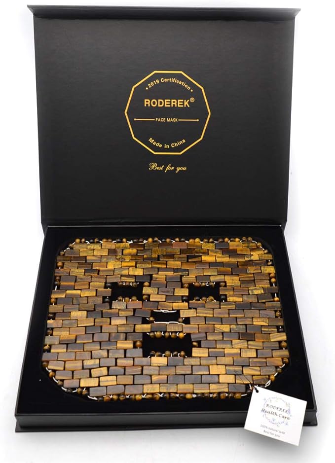 Jade Ice Sleeping Mask, Jade Mask for Relieving Face & Eye Puffiness Migraine, Anti Wrinkle Mask Therapy, Yoga Meditation Tools (Tiger's eye Jade)