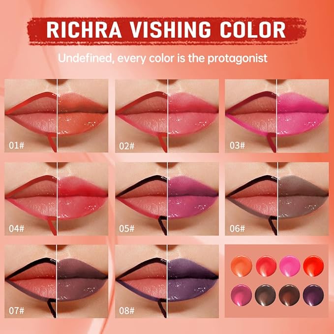 2Pcs Peel Off Lip Gloss Tattoo and Lip Oil 2-in-1, Lip Stain Peel Off Masque - Peel Off Lip Tint ,Long Lasting Waterproof Transfer-proof Lip Mask Lip Gloss Peel Off Lip Liner,Stay Lip Makeup 01#+04#