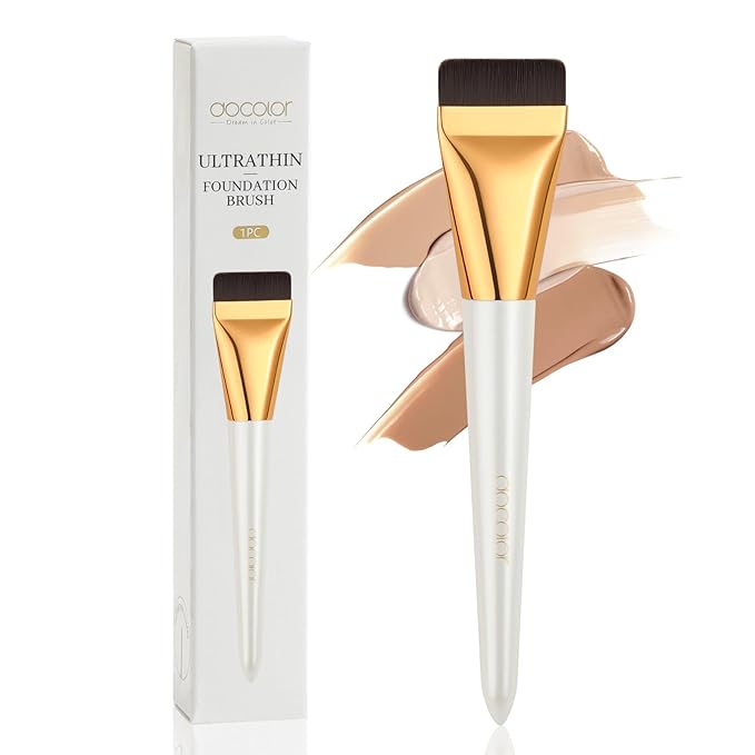 docolor Flat Foundation Brush for Liquid Makeup,Ultra Thin Liquid Foundation Brushes Premium Makeup Face Brush for Blending, Cream, Thin Foundation Brush Makeup Tool Face Foundation Flat Brush
