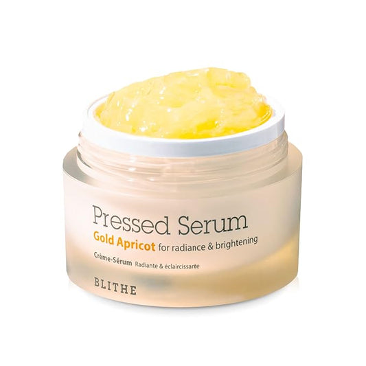 BLITHE Pressed Serum Gold Apricot Glass Skin Korean Skincare Moisturizer/Serum - Niacinamide Serum for Natural Glow & Radiance, Face Serum for Women 1.68 Fl Oz