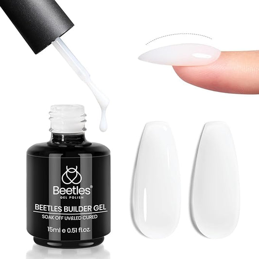 Beetles Builder Gel for Nails -15ml 7 in 1 Milky White Nail Strengthener Gel for Building Apex & Nails Extension DIY Salon Nail Art Design Beauty Gift Sets for Mom Women