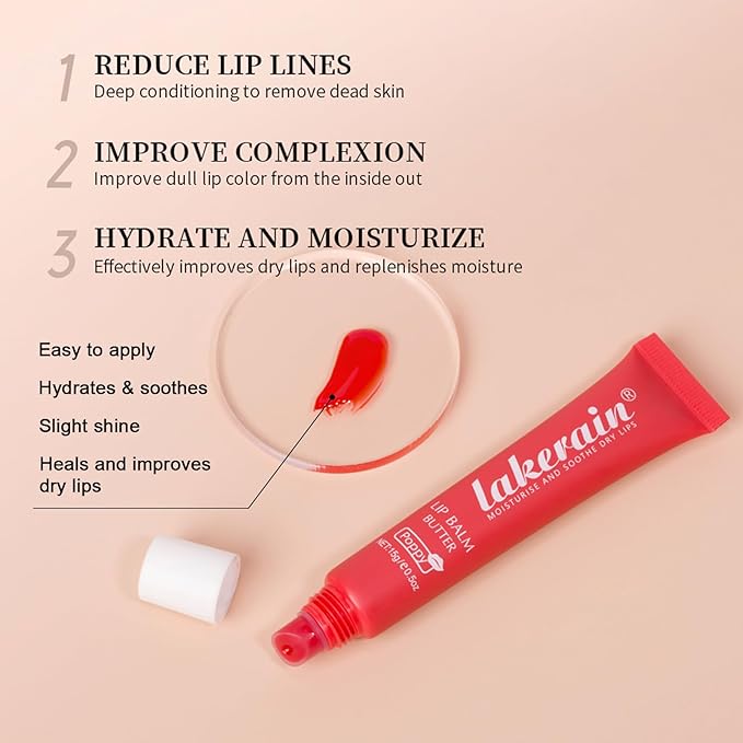 Lip Butter Balm, Day/Night Hydrating Lip Mask, Moisturizing Lip Balm Butter, Ultra-Nourishing Lip Care Moisturizer, Lip Butter Gloss Shine Lip Glow Oil Makeup#1 Vanilla