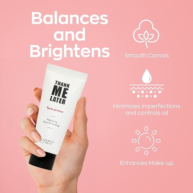 Elizabeth Mott Thank Me Later Primer & Setting Spray Duo – Oil-Control Face Primer for Smooth, Matte Finish & Hydrating Setting Spray with Niacinamide for Dewy, Long-Lasting Makeup – 30g + 95ml