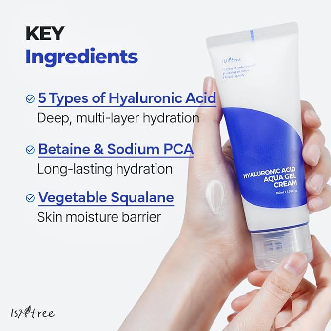 IsNtree Hyaluronic Acid Aqua Gel Cream 100ml, 3.38 fl oz | Korean Skincare | Lightweight Moisturizer | Quick-Absorbing Hydration | For Oily to Combination Skin