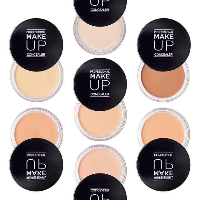 Pot Concealer with Makeup Brush Set,Tattoo Color Correcting Concealer,Full Face Color Correcting Conceal Foundation,Under Eye Concealer Brightener Dark Eye Ring corrector de ojeras (07-DEEP)