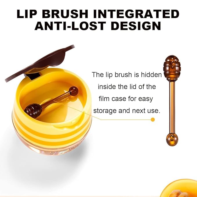 4PCS Strawberry & Honey Lip Balm, Hydrating Lip Propolis Sleeping Lip Mask, Moisturizing & Prevention Dry and Cracked Lip Scrubs Exfoliator, Lip Repair Nourishes the Lip Skin