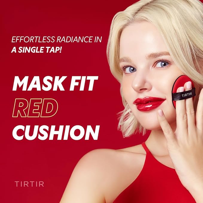 [*Mini Size*] TIRTIR Mask Fit Red Cushion Foundation | Full coverage, Weightless, Skin fit, Satin Glow Finish, Korean Makeup, beauty, Tattoo cover up, Buildable (#15C Fair Porcelain, 0.15 Fl Oz)