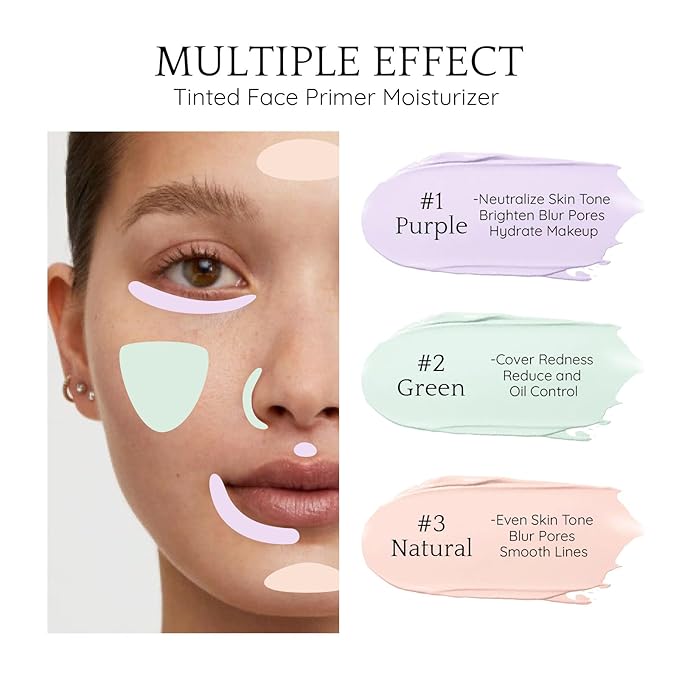 Color Correcting Makeup Primer, Tinted Face Primer Moisturizer Even Skin Tone Blur Pores Smooth Lines Hydrate Makeup Pore Primer Base Tone Correct- Natural Color 30ML