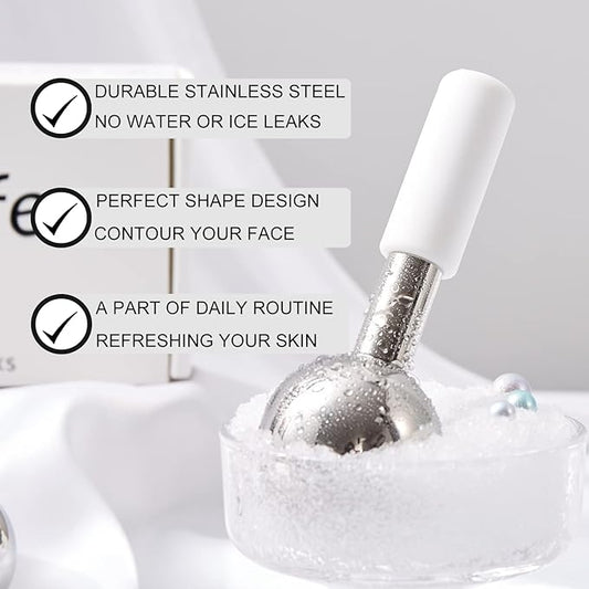 Ice Globes for Face & Eyes, Unbreakable Stainless Steel Cryo Sticks for Beauty Routines, Facials Cold Roller Cooling Globes for Puffiness, Wrinkles, Dark Circles, Headaches