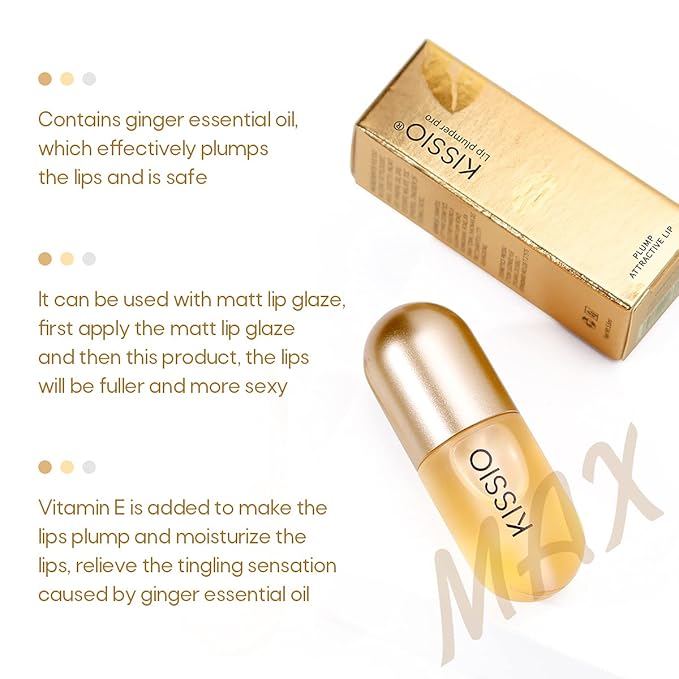KISSIO Lip Plumper,Day Lip Plumper,Lip Enhancer,Plant Extracts Plumping Lip Serum,Lip Plumping Balm,Moisturizing Clear Lip Gloss for Fuller Lips and Hydrated Beauty Lips 5.5ml (06 Clear)