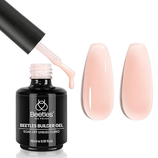 Beetles Builder Gel for Nails, 7 in 1 Builder Nail Gel Nude Jelly Beige Color Building Nail Apex & Nail Extension Strengthener Thin Nails DIY Nail Art Design for Beginner Women