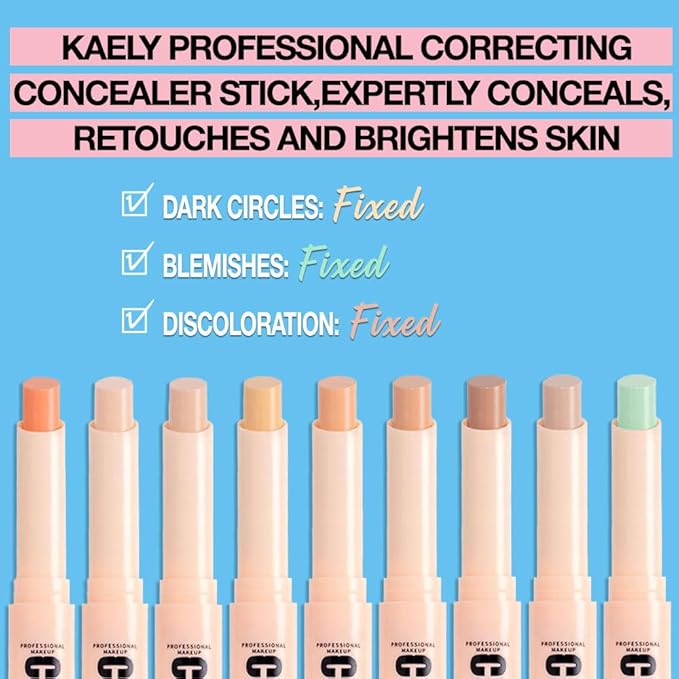 Kaely PROFESSIONAL MAKEUP Correcting Concealer Stick,Medium Coverage Concealer Crayon,under Eye Brightener Concealer for Dark Circles,corrector de ojeras,Lightweight,Vegan,04 VANILLA