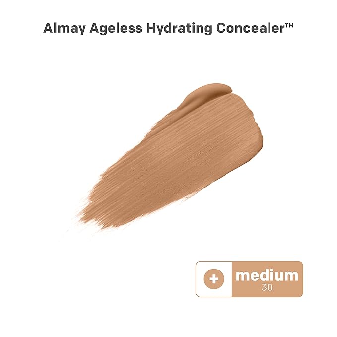 Almay Anti-Aging Concealer, Face Makeup with Hyaluronic Acid, Niacinamide, Vitamin C & E, Hypoallergenic-Fragrance Free, 030 Medium, 0.37 Fl Oz