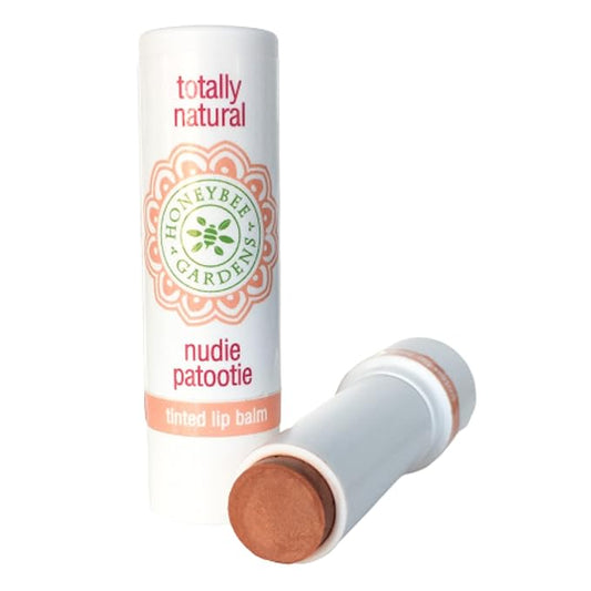 Honeybee Gardens Totally Natural Nudie Patootie Tinted Lip Balm, Nourishing Moisture With A Kiss Of Color, Vegan, Gluten-Free