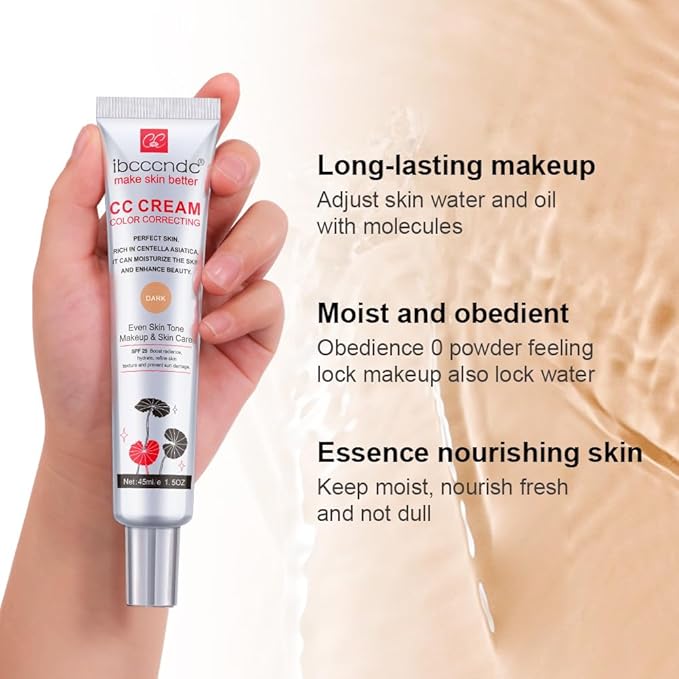 Color Correcting CC Cream,Invisible Pores Cream Foundation And nvisible Pores Concealer,CC Cream Foundation Rich In Centella Asiatic,Moisturizing And Waterproof CC Cream With Spf 25(LIGHT)