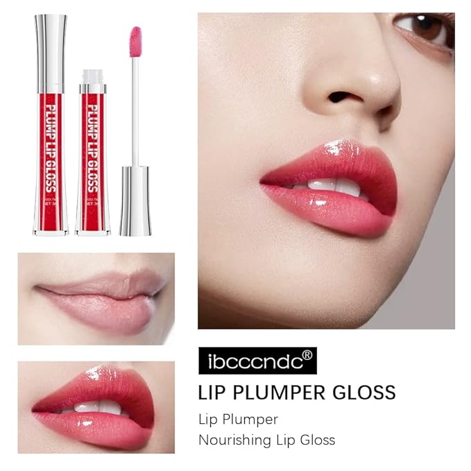 ibcccndc Lip Plumper gloss,Natural Lip Plumper,High Shine Lip Plumper,Lip Enhancer for Fuller,Sexy Lip Gloss,Shiny Lip Gloss For Girls and Women (5)