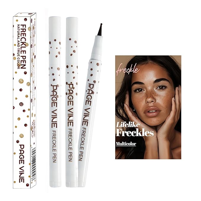 2 Pack Freckle Pen,Liquid Face Fake Freckles Pens to Create Natural Freckle Makeup and Freck beauty,Fake Freckles Waterproof for Lifelike Sunkissed Makeup,Mole Pen (01Light+04Espresso)