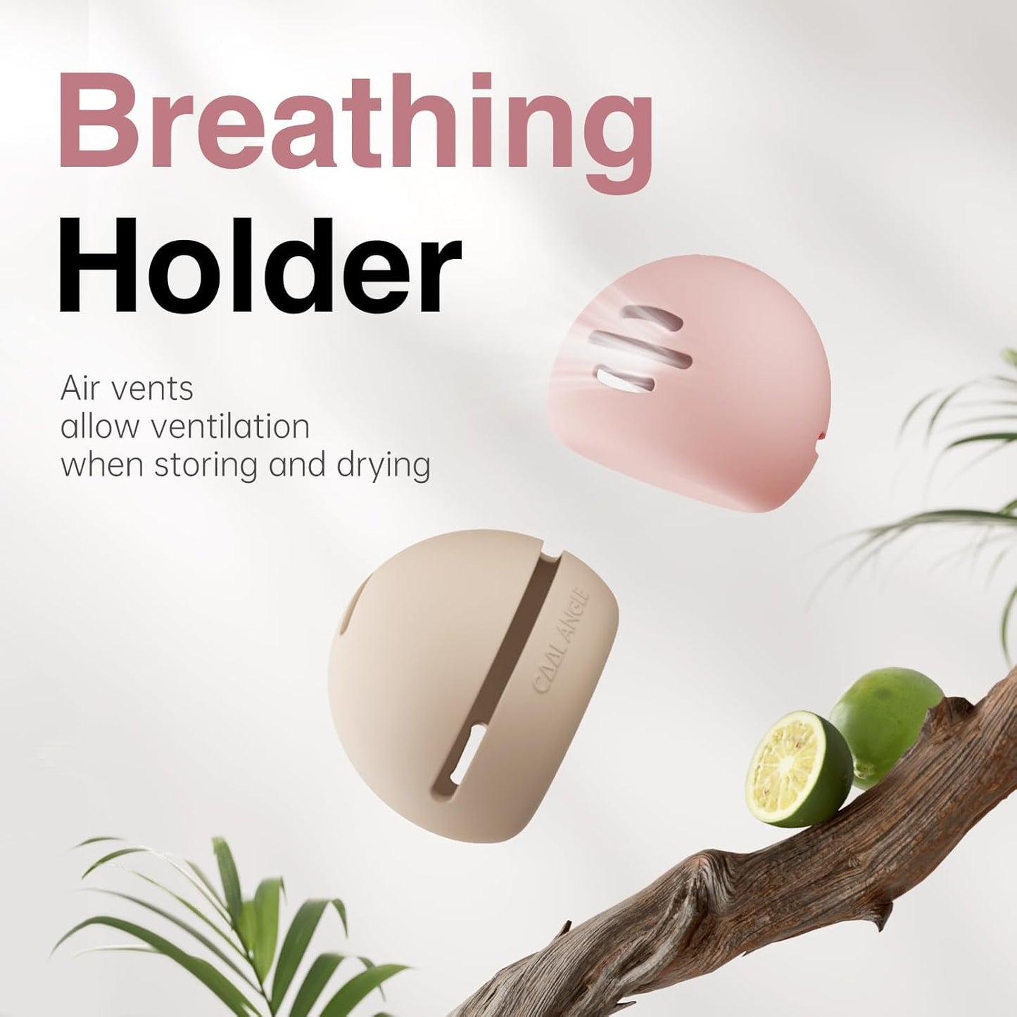 2Pcs Makeup Sponge Holder Silicone Beauty Sponge Holder Makeup Blender Case for Travel 2 in 1 Stand Storage For Quick Drying Khaki+Pink