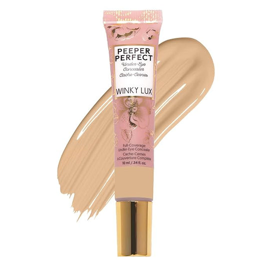 Winky Lux Peeper Perfect Under Eye Concealer, Makeup & Eye Brightener, Full Coverage Concealer for Dark Circles, Color Corrector & Eye Primer, With Collagen, Hyaluronic Acid & Vitamin E (Light Beige)