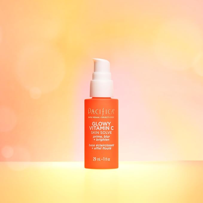 Pacifica Beauty Glow Baby Brightening Setting Mist & Glowy Vitamin C Skin Solve Set, Skincare, Suncare, SPF 45, UVA/UVB, Blue Light Protection, Primer, Vegan, 1.7 fl oz and 1 fl oz (Set of 2)