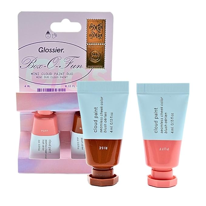 Glossier Mini Cloud Paint Gel Cream Blush Duo:: Rise (Warm Terracotta) and Puff (Light, Cool Pink)