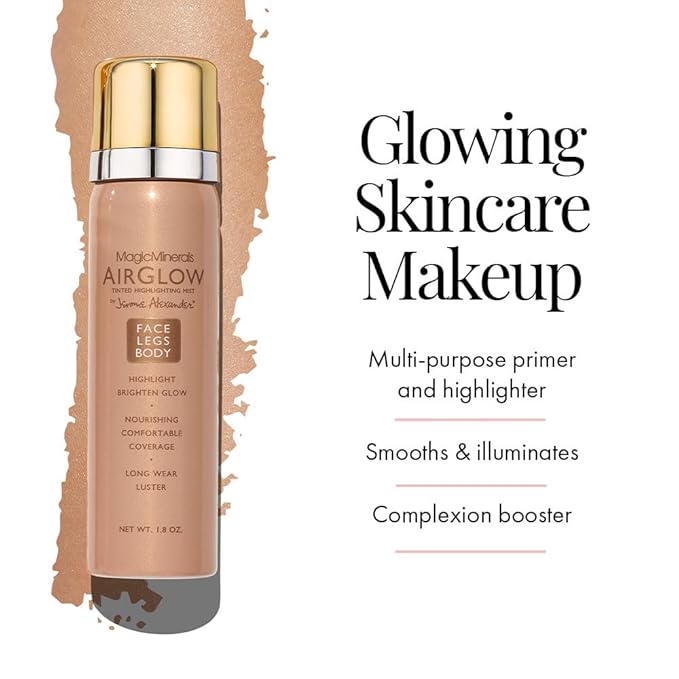 Jerome Alexander MagicMinerals AirGlow Tinted Highlighting Night Mist, Illuminating Airbrush Tinted Moisturizer Spray | Bronze Glow