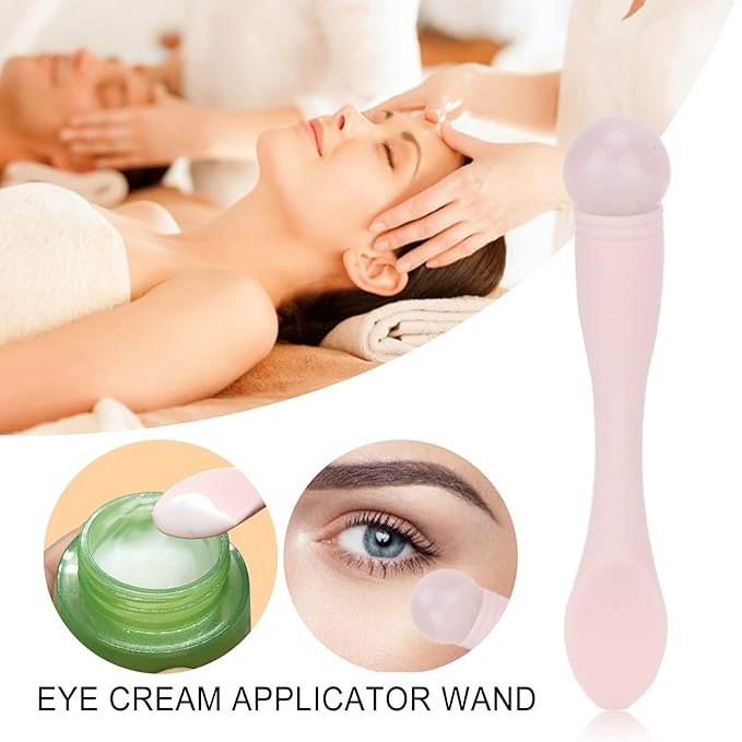 2pcs Eye Cream Applicator Stick,Jadestone Eye Massage Sticks Silicone Scoop Tool For Eye Anti Wrinkle Reduce Puffiness Fatigue Relief()