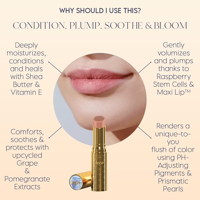 ieró Beauty Moonkissed Luminous PH Tinted Lip Balm w/Shea Butter & Vitamin E, Lip Care Moisturizer, Lip Plumper for Soft & Supple Lips, Paraben Free, Vegan, Sheer Coral w/Gold-Beige Shimmer