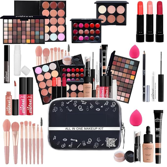 28 Pieces Makeup Kit for Women Full Kit, Eyeshadow Palette,Lip Gloss Set,Lipstick,Blush,Foundation,Concealer,Mascara,Eyebrow Pencil,Include Makeup Brush Set,Professional Makeup Kit for Teens
