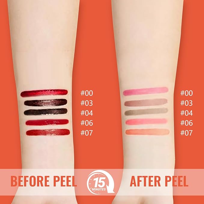 2pcs Lip Stain Peel Off - Lip Liner Stain Long Lasting Waterproof,2-in-1 Lip Liner with Tweezer Nude Matte,Non-Stick Cup,Highly Pigmented，Natural Finish,Stay On All Day,Perfect for Gift (Nude+Mauve)