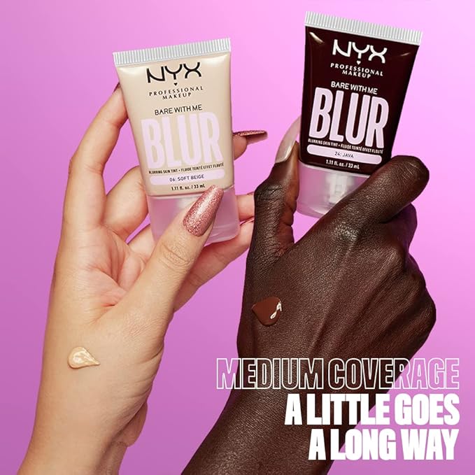 NYX PROFESSIONAL MAKEUP Bare With Me Blur Skin Tint Foundation Make Up with Matcha, Glycerin & Niacinamide - Golden