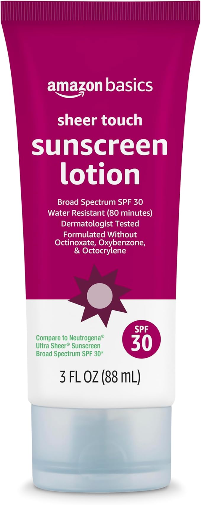 Amazon Brand - Solimo Sheer Face Sunscreen, Formulated without Octinoxate & Oxybenzone, Unscented, 3 fl oz (Pack of 1)