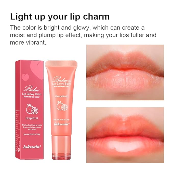Hydrating Lip Butter Balm for a Glossy Finish and Lip Glow - Lip Glowy Balm with Summer-worthy Fragrance | Vegan Lip Care (#3-Grapefruit)