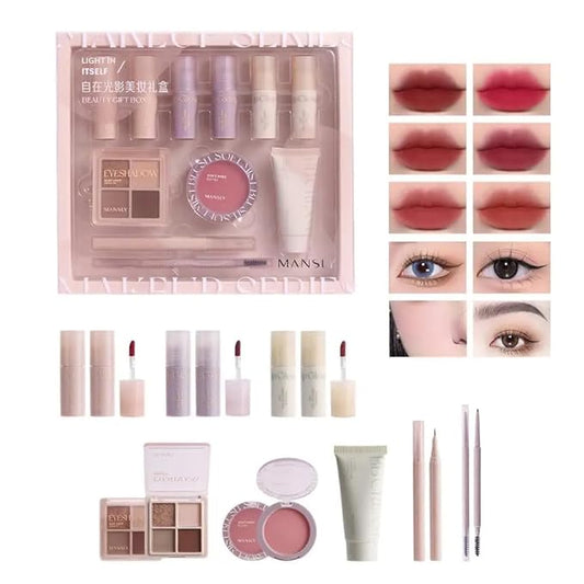 LAMUSELAND All in One Makeup Set Full Kit, 11 Pieces Professional Makeup Gift Set for Women Girls, include Lip Gloss, Eyebrow, Eyeliner, Eyeshadow, Blush, BB Cream (A)
