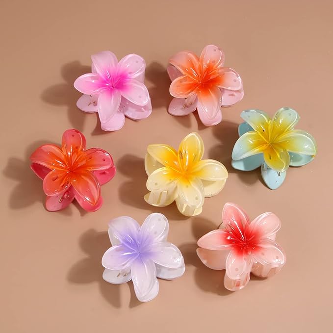 7pcs/Set Hairdressing Accessories Kit, Lovely Bear Decor Head Band, Elastic Fluffy Water Absorbent Head Hoops, Flower Shaped Hair Claw Clips, Ponytail Holders Hair Ties (White)