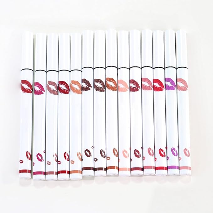 2Pcs Longwear Liquid Lip Liner Stain Marker Pen Set Long Lasting Waterproof, Maroon Dusty Mauve Purple Matte 24 Hour Lip Liner and Lipstick Combo Korean Color Stay Lipliner All Day Lips Stain peel off