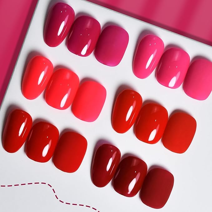 JODSONE 10ml Red Gel Nail Polish Set 6Colors Rose Red Deep All Seasons Neutral Soak off LED Lamp Gel Manicure Set for Nail Art