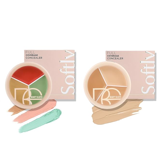 Foundation Concealer Palette + Color Corrector Palette, Light Color Combination Cosmetics Cream Highlighting Palette, Cover Dark Circles, Bruises, Age Spots, Blemish, Vegan & Cruelty Free