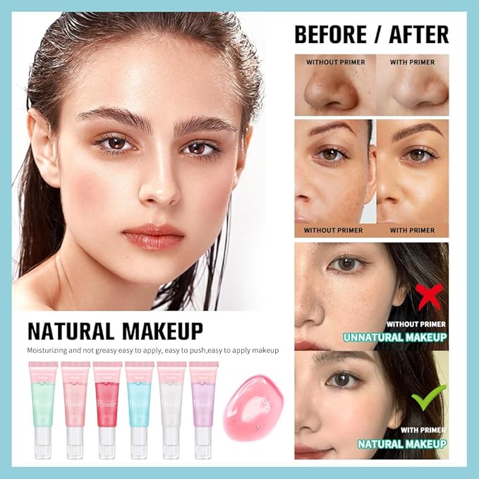 AKARY Gel-Based & Hydrating Face Primer For Smoothing Skin & Gripping Makeup with Vitamin C, Vitamin E, Retinol, Long-Wear Foundation Face Primer for Oil Control, Even Fine Lines, 0.81 Fl Oz, 04 Grape