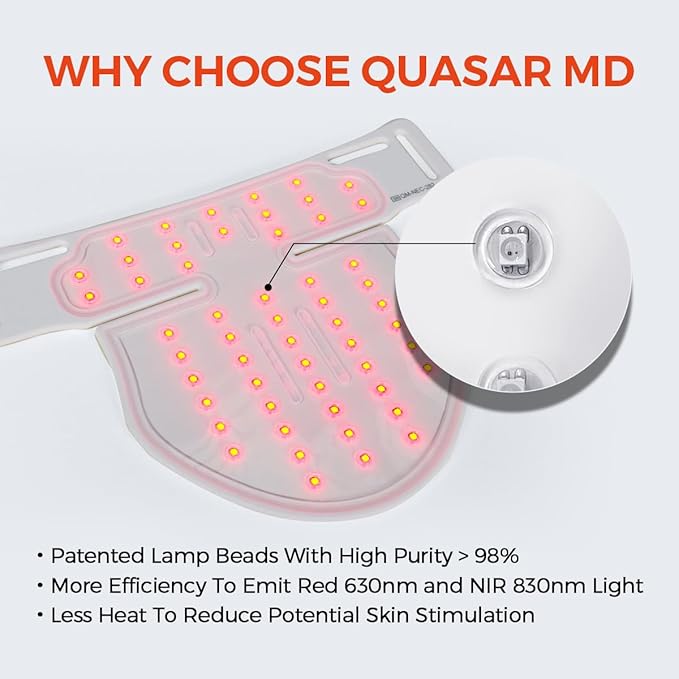 Neck & Décolleté Firming Beauty Device – LED Light Therapy Skin Tone and Texture Enhancement, 630nm and 830nm Dual Wavelengths Emission LED Device, Liquid Silicone