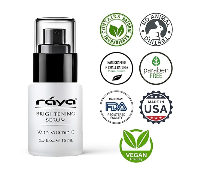 RAYA Brightening Serum (517) | Brightening and Color Restoring Facial Treatment for All Non-Sensitive Skin | Made with Vitamin-C and Vitamin-A