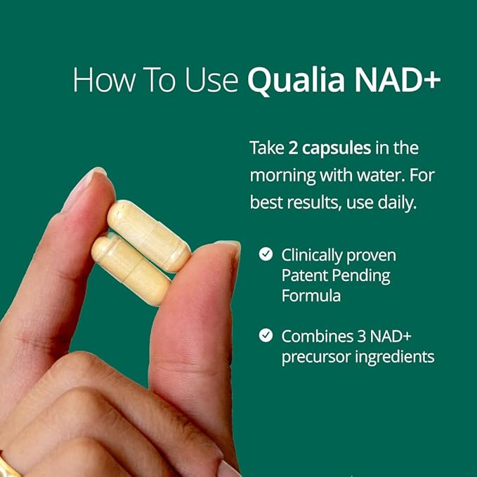 Qualia NAD Supplement — Clinically Proven to Boost NAD+ up to 67%. Optimized Aging, Energy, Focus. Elite NAD+ Booster Ingredients Nicotinamide Riboside (NIAGEN), Niacin, Niacinamide (1 Month Supply)