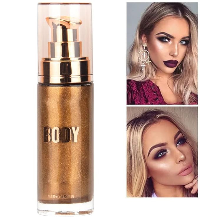 2 Pack Body Luminizer,Shimmer Body Highlighter Makeup Liquid Gloss Makeup for Glitte Face Body Gloss Cream.(104 Soft Yarn Pink)