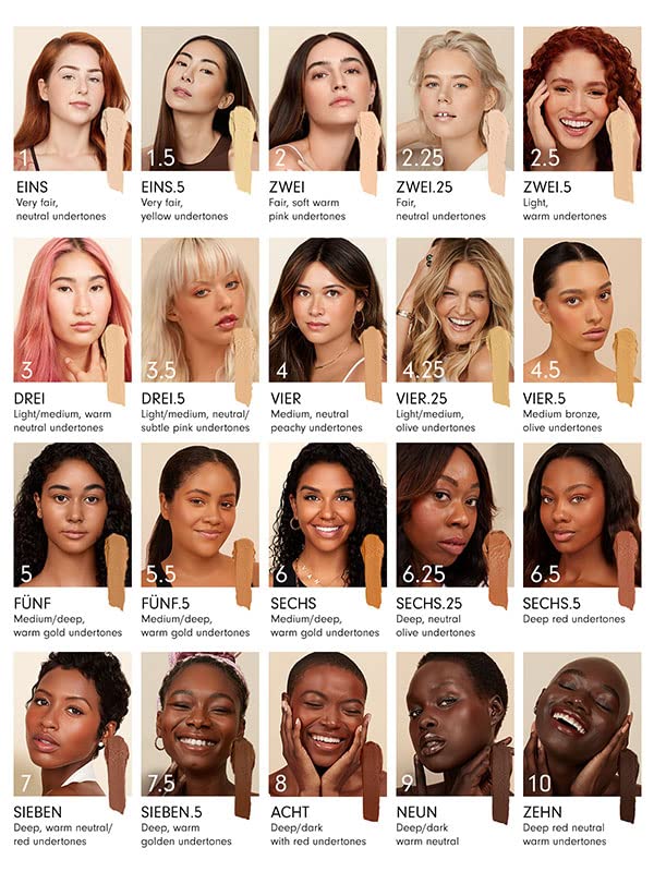 Monika Blunder Beauty - Blunder Cover Foundation Concealer - Shade: 6 - Sechs - Deep, Neutral/Golden Undertones - Clean Beauty, All-In-One, Cruelty-Free, Vegan - 0.62 oz