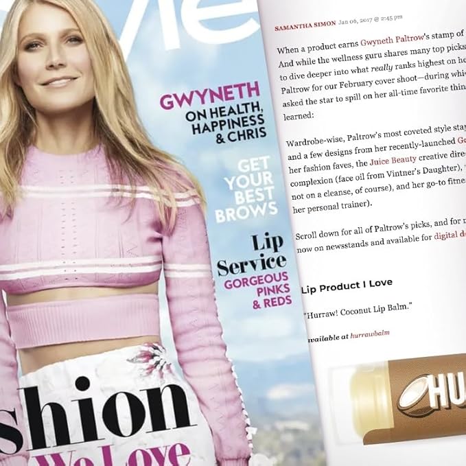 Hurraw! Coconut Lip Balm, 2 Pack: Organic, Certified Vegan, Cruelty and Gluten Free. Non-GMO, 100% Natural Ingredients. Bee, Shea, Soy and Palm Free. Made in USA