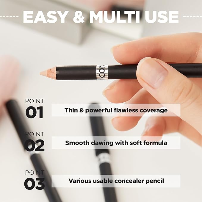 THESAEM Cover Perfection Concealer Pencil – Non Comedogenic spot Eraser - Conceal Blemish,Aging Spot,Acne&Freckle – Multi-Use Under Eye Concealer for Dark Circle,1.4g (0.5 Ice Beige)
